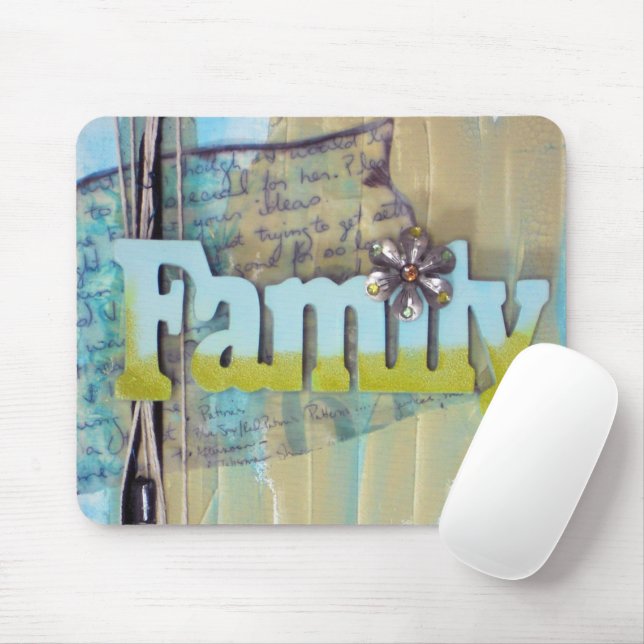 Family Typography Mixed Media Style Artwork Mouse Pad (With Mouse)