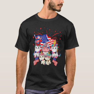 Family Unicorn Happy July 4Th American Pride Unico T-Shirt