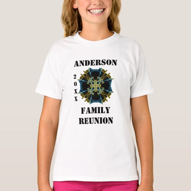 Family Unique Kaleidoscope Gold Blue Reunion T-Shirt (Front)