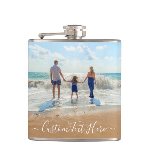 Family _ Unique Your Own Design Photo and Text Flask