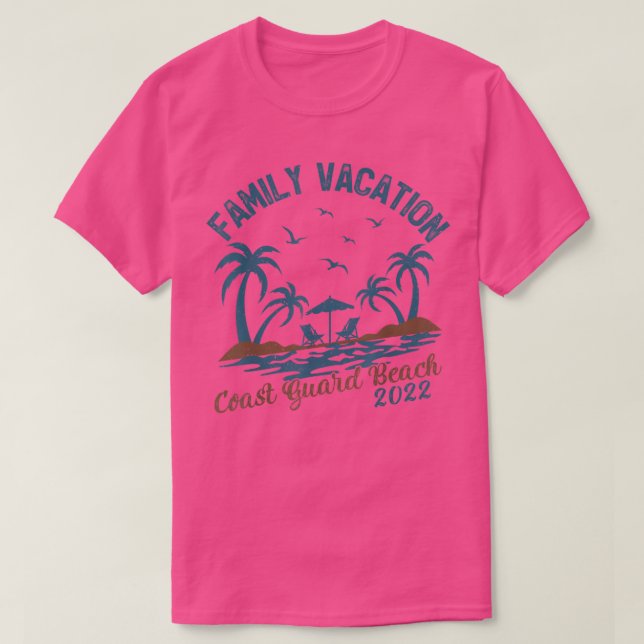Family Vacation 2022 Palm Tree Florida Coast Guard T-Shirt (Design Front)
