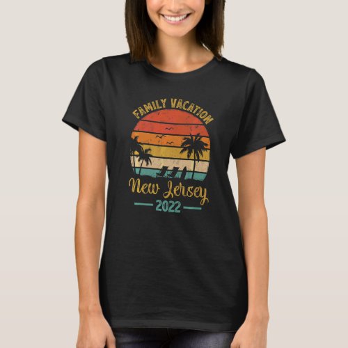 Family Vacation 2022 Palm Tree Vintage New Jersey  T_Shirt