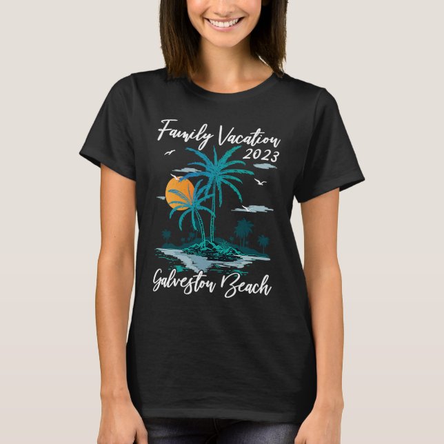 Family Vacation 2023 Sunset Texas Galveston Beach T-Shirt (Front)