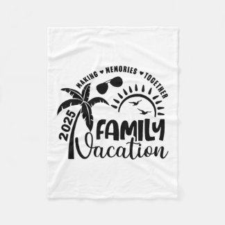 Family Vacation 2025 Beach Matching Family Summer Fleece Blanket