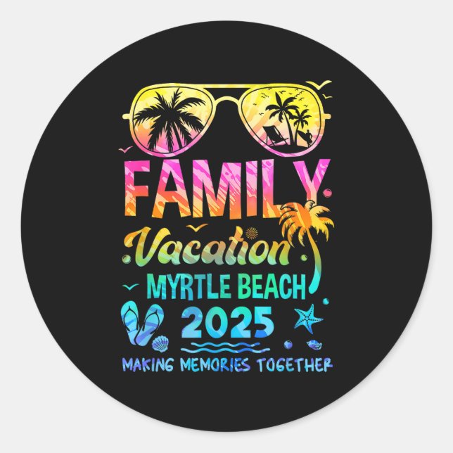 Family Vacation 2025 Myrtle Beach Matching Memorie Classic Round Sticker (Front)