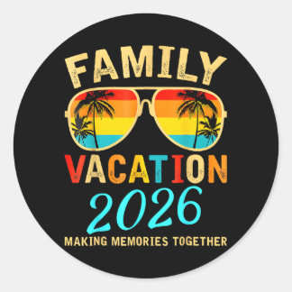Family Vacation 2026 Beach Matching Summer Classic Round Sticker
