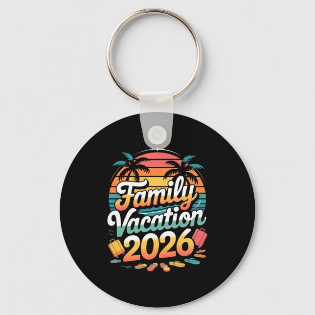 Family Vacation 2026 Sunset Travel Crew Long Sleev Keychain (Front)