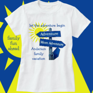 Family Vacation Adventure Road Sign and Sun T-Shirt