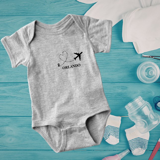 Family Vacation Airplane & Custom Travel Location Baby Bodysuit (Creator Uploaded)