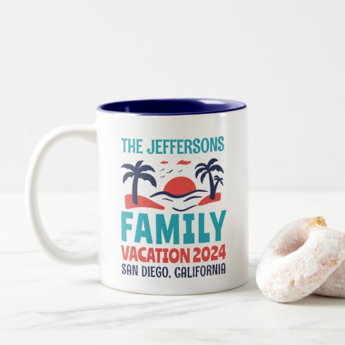 Family Vacation Beach Holiday Travel Souvenir Two_Tone Coffee Mug