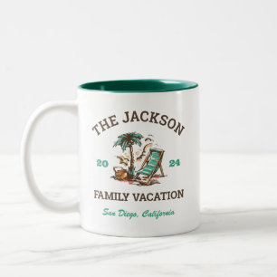 Family Vacation Beach Holiday Vintage Logo Two-Tone Coffee Mug