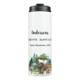 Family vacation bear wolf forest animals name thermal tumbler