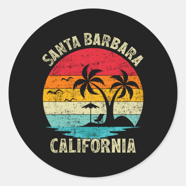 Family Vacation California Santa Barbara Beach Classic Round Sticker (Front)