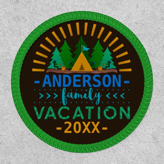 Family Vacation Camping Trip | Custom Name Year Patch (Front)