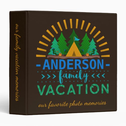 Family Vacation Camping Trip Memories Custom Name Binder