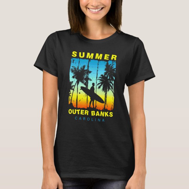 Family Vacation Carolina Outer Banks Sunset Beach T-Shirt (Front)