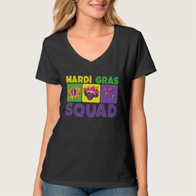 Family Vacation Couple Cute Mardi Gras Squad T-Shirt (Front)