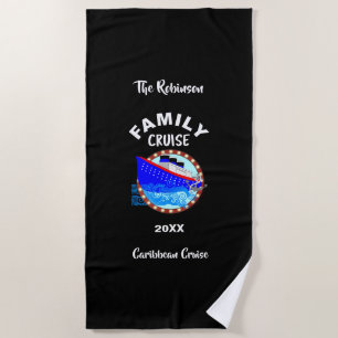 Family Vacation Cruise Graphic Personalized Beach Towel