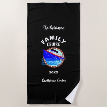 Family Vacation  Cruise Graphic Personalized Beach Towel by Flissitations at Zazzle