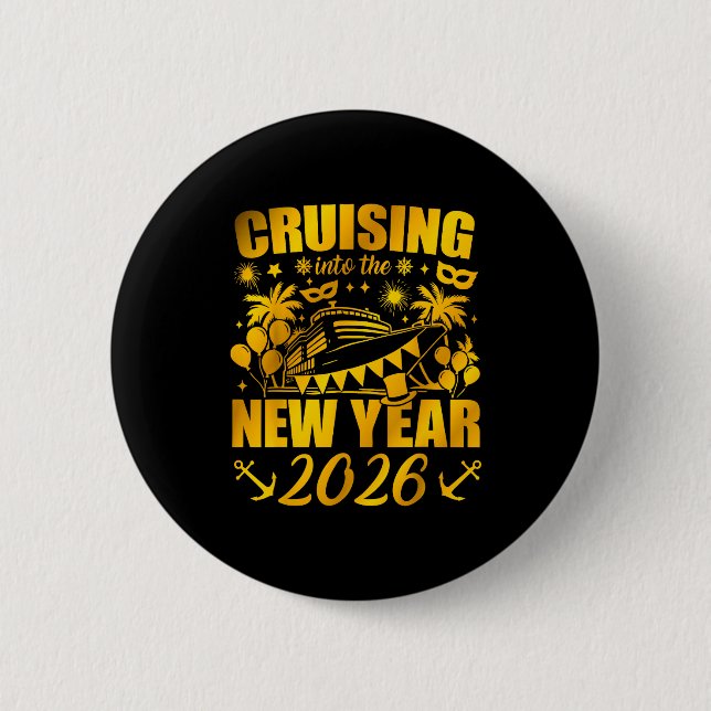 Family Vacation Cruise Ship 2026 New Year Party Cr Button (Front)
