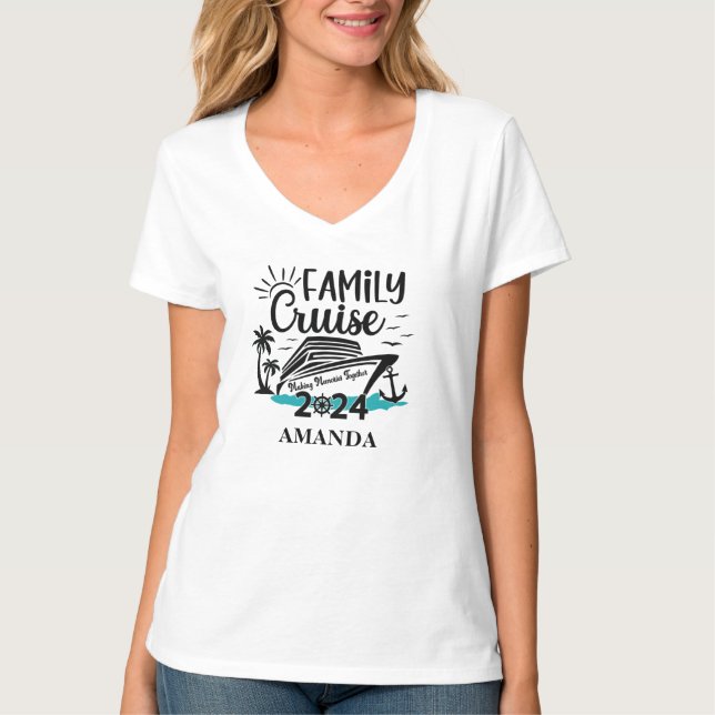 Family Vacation Cruise V-Neck T-shirt (Front)