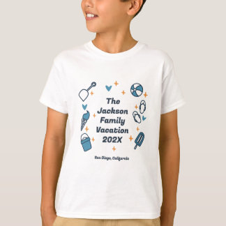 Family Vacation Cute Beach Doodle Matching Custom T-Shirt