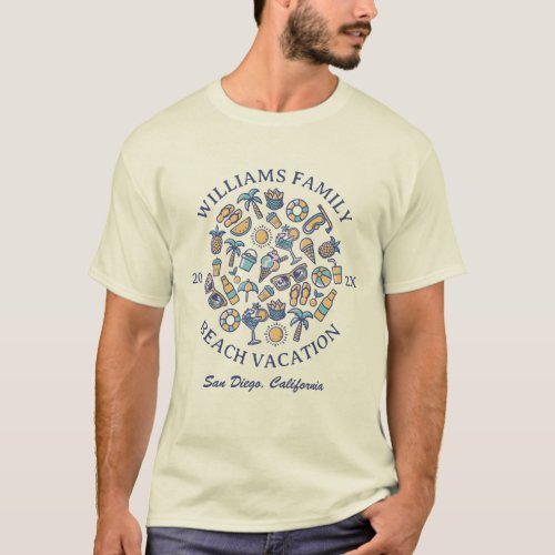 Family Vacation Cute Summer Doodle Matching Custom T_Shirt