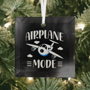 Family Vacation - Flying w/ Kids - Airplane Mode Glass Ornament
