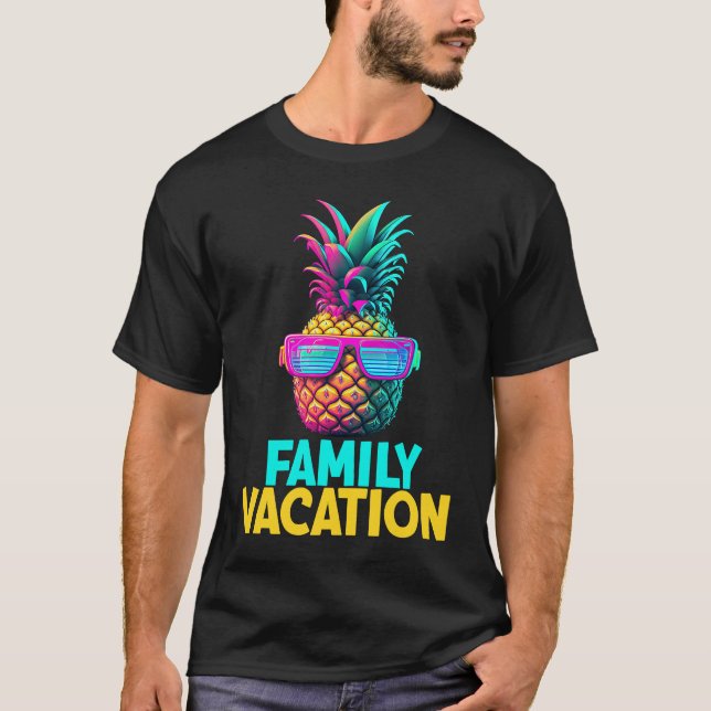 Family Vacation Funny Retro Pineapple Sunglasses V T-Shirt (Front)
