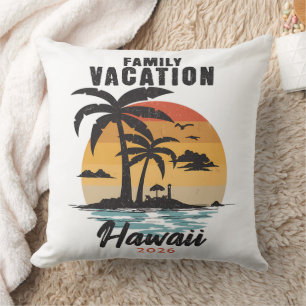 Family Vacation Hawaii 2026 Tropical Throw Pillow