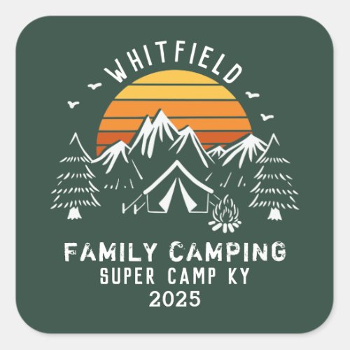 Family Vacation Matching Camping Custom Square Sticker