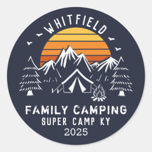 Family Vacation Matching Retro Camping Classic Round Sticker