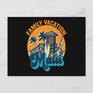 Family Vacation Maui Summer Vintage Retro Postcard