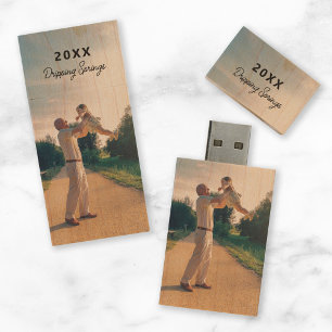 Family Vacation Memories Personalized Photo USB Wood Flash Drive