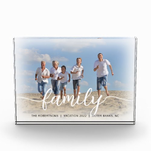 Family Vacation Memories Script Overlay Photo Block