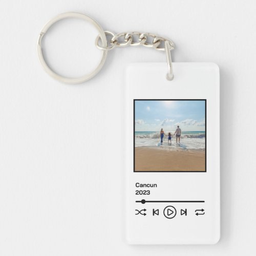 Family Vacation Memory Music Controls mp3 Buttons Keychain