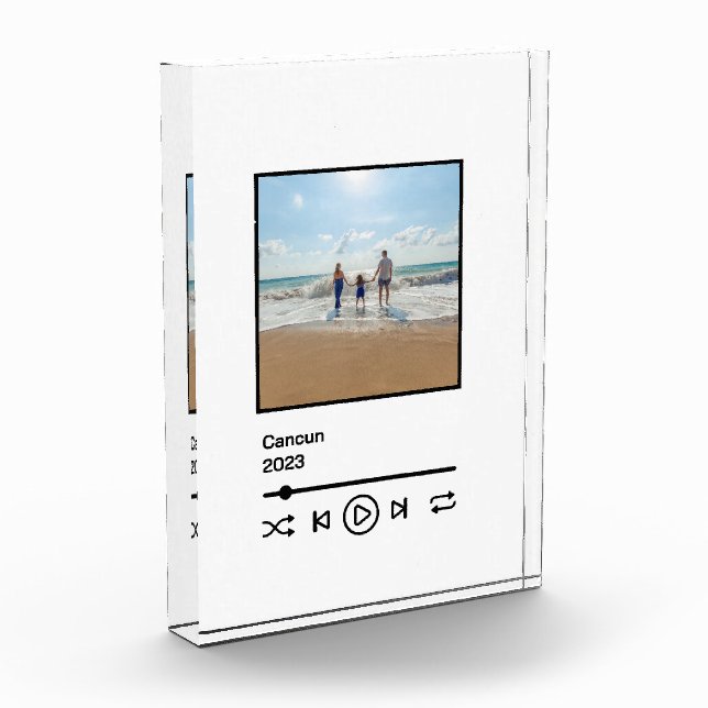 Family Vacation Memory Music Controls mp3 Buttons Photo Block (Left)