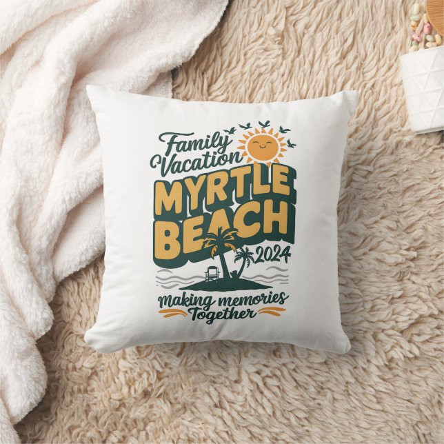 Family Vacation Myrtle Beach 2024 Making Memories  Throw Pillow (Blanket)