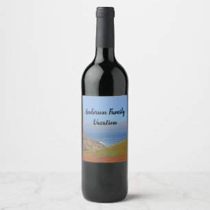 Family Vacation Ocean Landscape Photo Beach Trip Wine Label