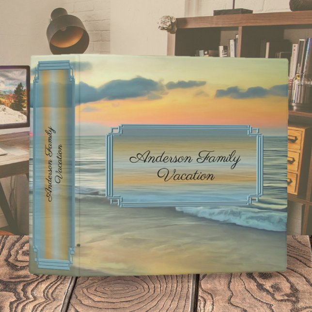 Family Vacation Ocean Sunset 0735 3 Ring Binder (Creator Uploaded)