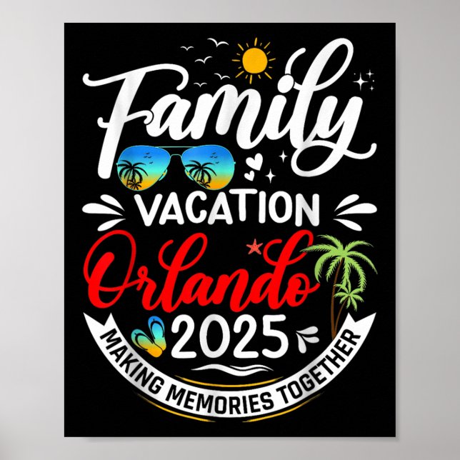 Family Vacation Orlando 2025 Beach Summer Vacation Poster (Front)