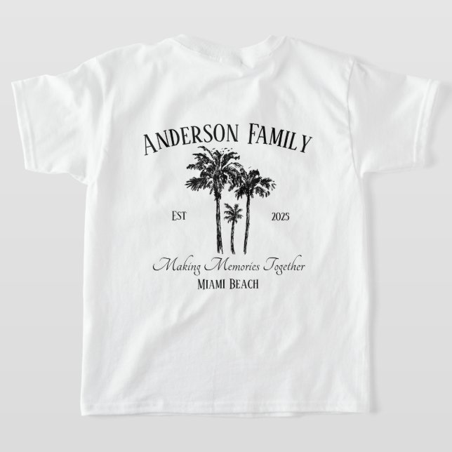 Family vacation Palm Tree Retro Summer T-Shirt (Laydown Back)