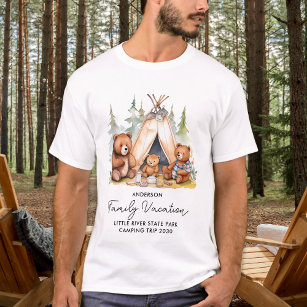 Family Vacation Personalized Cute Camping Bears  T-Shirt