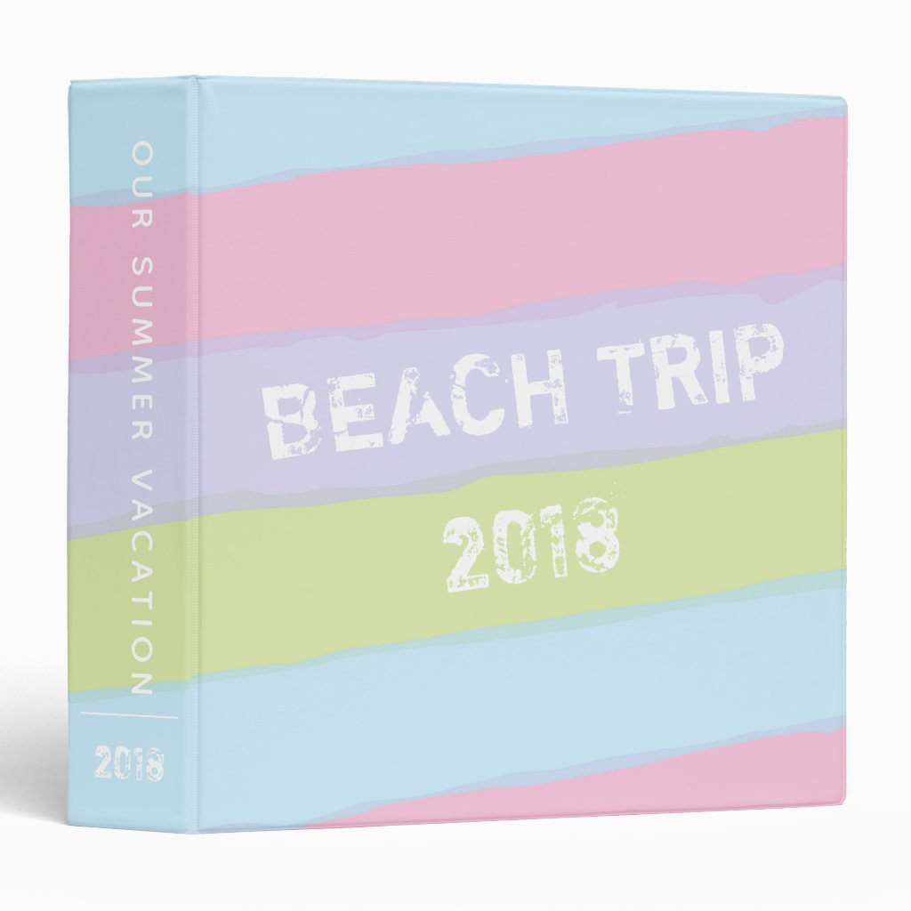 Family Vacation Photo Album Beachy Watercolor 3 Ring Binder