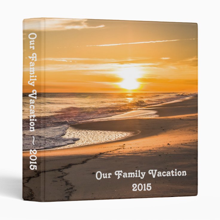 Family Vacation Photo Album with Beach Sunset Binder Zazzle