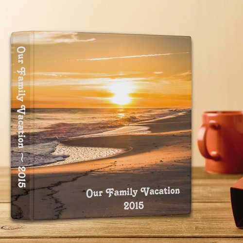 Family Vacation Photo Album with Beach Sunset Binder