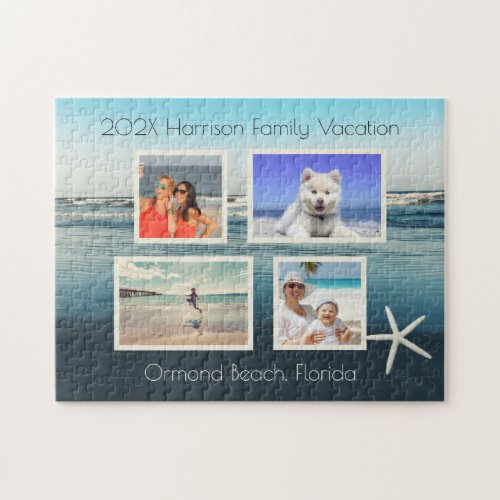 Family Vacation Photo Collage Personalized Jigsaw Puzzle