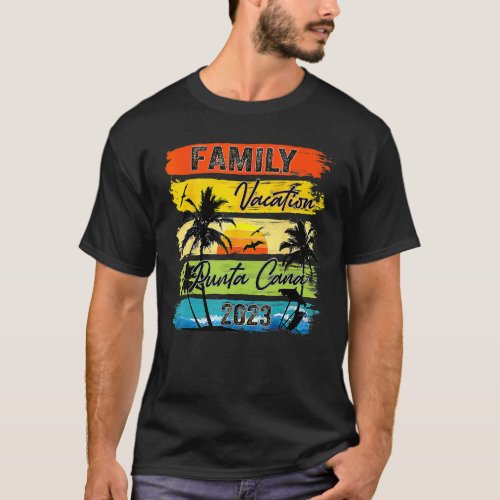 Family Vacation Punta Cana 2023 Summer Retro Sunse T_Shirt