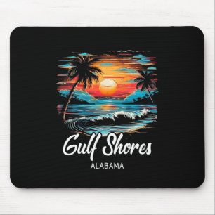 Family Vacation Retro Sunset Alabama Gulf Shores  Mouse Pad