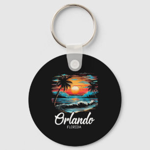 Family Vacation Retro Sunset Florida Orlando Keychain